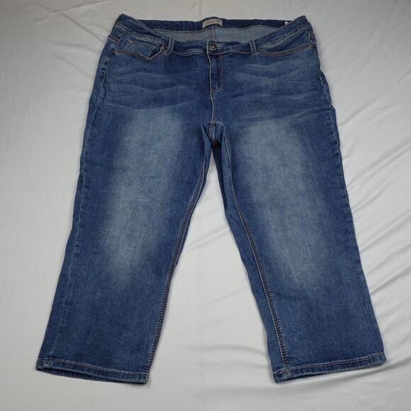 Seven 7 Luxe Jeans Women's Plus Size 24 Capris Blue Denim 5 Pocket Design - Picture 1 of 11
